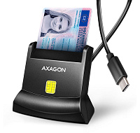 AXAGON CRE-SM4NC, USB-C čtečka kontaktních karet Smart Card (eObčanka), stojánková, kabel 1.2 m