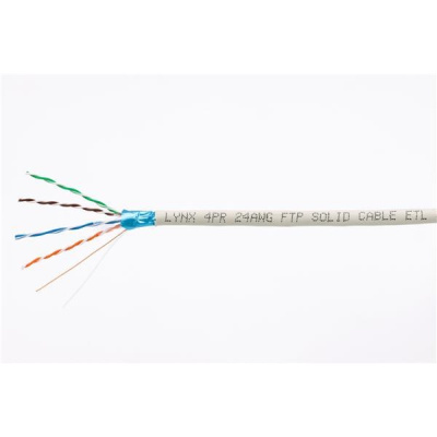 FTP kabel LYNX, Cat5E, drát, PVC, 305m box