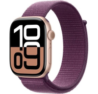 Apple Watch Series 10 GPS + Cellular 46mm Rose Gold Aluminium Case with Plum Sport Loop