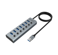 AKASA Hub 7 v 1, USB-A 3.2 Gen 1, šedá