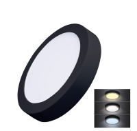 Solight LED mini panel CCT, přisazený, 18W, 1530lm, 3000K, 4000K, 6000K, kulatý, černá barva