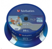 VERBATIM BD-R SL Datalife HTL (25-pack)Blu-Ray/Spindle/6x/25GB Wide Printable
