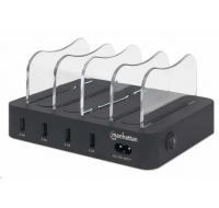 Manhattan USB nabíjecí stanice, 4-Port USB Charging Station, USB-A, černá