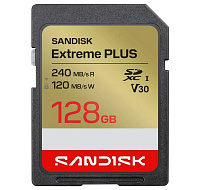 SanDisk SDXC karta 128GB Extreme PLUS (R240/W MB/s Class 10, UHS-I U3 V30)