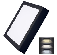 Solight LED mini panel CCT, přisazený, 24W, 1800lm, 3000K, 4000K, 6000K, čtvercový, černá barva