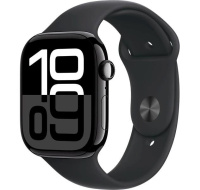 Apple Watch Series 10 GPS + Cellular 42mm Jet Black Aluminium Case with Black Sport Band - S/M