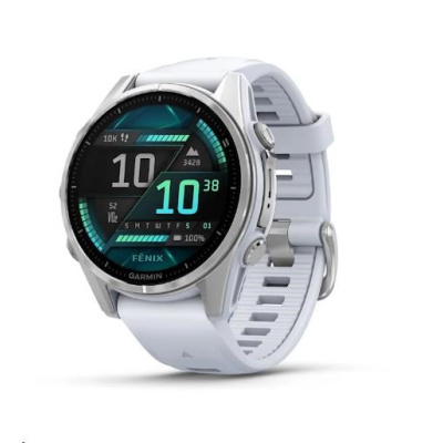Garmin fenix® 8 – 43 mm, AMOLED, Silver / Whitestone se silikonovým řemínkem, EU