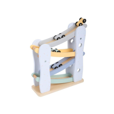 Dřevěná závodní dráha se 4 autíčky