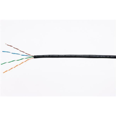 UTP kabel LYNX, Cat5E, venkovní PE, 305m box, černý, drát