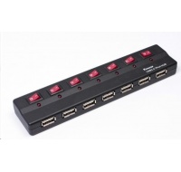 PREMIUMCORD USB 2.0 hub 7 portů s externím napájením a vypínači