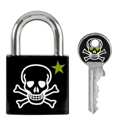 Master Lock Visací zámek  z pevného hliníku 3430EURDSKULL - 30mm