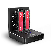 AXAGON ADSA-M2C22, USB-C 20Gbps dokovací stanice pro 2× M.2 NVMe/SATA SSD s funkcí klonování