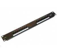 19" Patch panel XtendLan 16port, UTP, Cat5E, 30µm, duální svorkovnice, černý