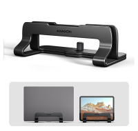 AXAGON STND-VB, vertikální hliníkový stojan pro notebooky 10"-17.3, nastavitelný rozestup, černý