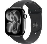 Apple Watch Series 11 GPS + Cellular 42mm Jet Black Aluminium Case with Black Sport Band - S/M