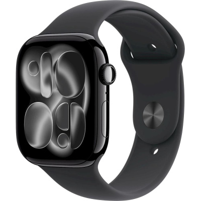 Apple Watch Series 11 GPS + Cellular 42mm Jet Black Aluminium Case with Black Sport Band - S/M