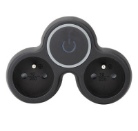 Solight rozbočka, 2x 10A, černá, vypínač