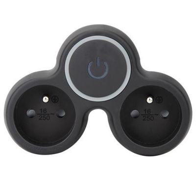 Solight rozbočka, 2x 10A, černá, vypínač