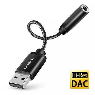 AXAGON ADA-HA, USB-A na 3.5mm jack Hi-Res DAC audio adaptér, 384kHz/32bit, stereo