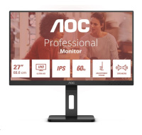 AOC MT IPS LCD WLED 27" U27E3UF - IPS panel, 3840x2160, 2xHDMI, DP, USB 3.2, repro, pivot