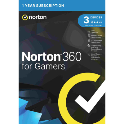 NORTON 360 FOR GAMERS 50GB CZ 1 uzivatel pro 3 zarizeni na 1 rok ESD