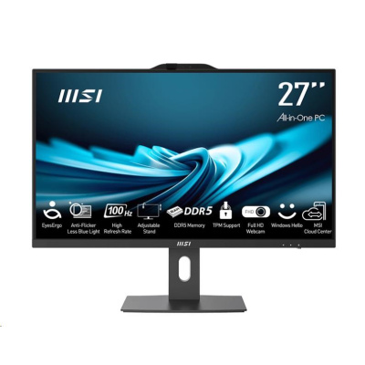 MSI PC AiO PRO AP272P 14M-886XEU, i7-14700, 27" FHD, Anti-Glare, Non-touch, 16GB, 1TB SSD, N/A, No OS, Black