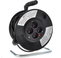 Solight prodlužovací přívod na bubnu, 4 zásuvky, 25m, černý kabel, 3x 1,5mm2