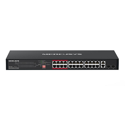 MERCUSYS switch MS126CP (24x100Mb/s,24xPoE+,2xGbE/SFPcombo,295W)