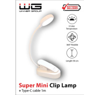 WG - Led lampička WG Noční čtenář, s klipem, bílá
