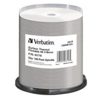 VERBATIM CD-R(100-Pack)Spindle/AZO/52x/700MB/Thermal Printable No ID Brand