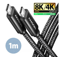 AXAGON BUCM4X-CM10AB NewGEN+ kabel USB-C <-> USB-C, 1m, USB4 Gen 3×2, PD 240W 5A, 8K HD, ALU, oplet, černý