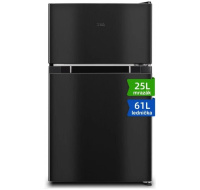 CHiQ kombi, mrazák nahoře, 86l (L 61l, M 25l), LowFrost, tm. metal. + 12 let záruka na kompresor (bez registrace)