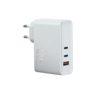 WG - Síťová nabíječka GaN 3x USB 120W, 1x USB-A + 2x USB-C, bílá