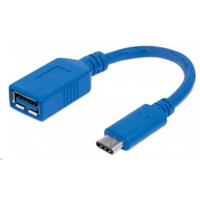 MANHATTAN Kabel USB 2.0 A - USB 3.1 C (F/M), modrý