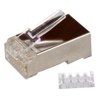 Konektor STP RJ45 8p8c, 50µm Au,CAT6, skládaný, drát, 100ks