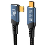 PREMIUMCORD Kabel USB4™ Version2.0 80Gbps 16K@60Hz 240W Thunderbolt 3 a 4 kabel zahnutý 1,2m