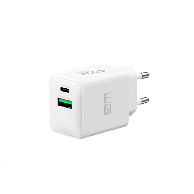 WG Síťová nabíječka GaN 2xUSB (A+C)/USB-C PD45W+USB-A QC3.0 18W/white