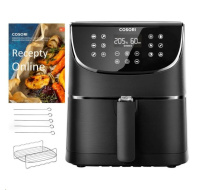 Cosori CP158-AF PREMIUM – 5.5L horkovzdušná fritéza + 5x špíz a gril. rošt, black