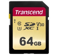 TRANSCEND SDXC karta 64GB 500S, UHS-I U3 V30 (R:95/W:50 MB/s)