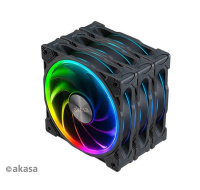 AKASA ventilátor SOHO AR, 12cm ARGB PWM fan 3pcs bundle + FLEXA FP5H AK-CBFA08-30BK + ARGB LED splitter AK-CBLD07-50BK