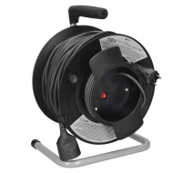 Solight prodlužovací přívod na bubnu, 1 zásuvka, 50m, černý kabel, 3x 1,5mm2