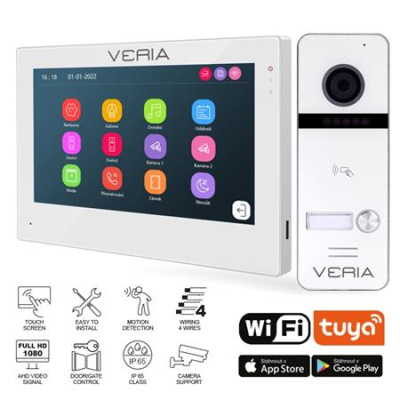 Veria SET Videotelefon 3001-W (Wi-Fi) bílý + vstupní stanice 301