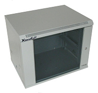 BAZAR - XtendLan 19" nástěnný rozvaděč 9U 600x450, nosnost 60 kg, skleněné kouřové dveře, svařovaný, šedý - poškozeno
