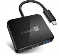 CONNECT IT USB-C hub, 3v1 (USB-C,USB-A,HDMI), externí, černý