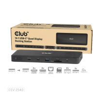 Club3D Dokovací stanice USB-C 14v1, 2xHDMI, 2xDP, 3xUSB-C, 1xUSB-C PD, 2xUSB, 1xRJ45, 1x3.5mm, microSD/SD, černá