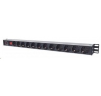 Intellinet Vertical Rackmount 12-Way Power Strip - German Type, rozvodný panel, 12x DE zásuvka, 1.6m kabel