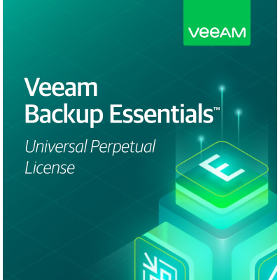 Veeam Backup Essentials Universal Perpetual License. Inc. Ent. Plus Ed. features. 1Y of Prod. (24/7) Supp. is inc. PS
