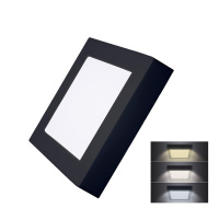 Solight LED mini panel CCT, přisazený, 12W, 900lm, 3000K, 4000K, 6000K, čtvercový, černá barva