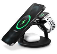 CONNECT IT Bezdrátová nabíječka 3v1 MultiCharge MagSafe pro IPhone, Apple Watch a AirPods, 15 W, Černá