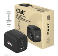 Club3D cestovní nabíječka 65W GAN technologie, 3 porty (2xUSB-C + USB-A), PPS, Power Delivery(PD) 3.0 Support